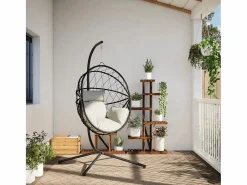Silla colgante huevo con soporte ratán y acero ES451110^ Online