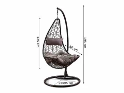 Silla Colgante Mecedora Once. Muebles de Jardin o Terraza , Cojin Negro^Saldosystocks Discount