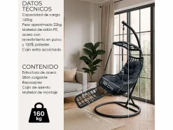 Silla Colgante Yoevu - con reposapiés para interior y exterior - YV-RELAXCHAIR^ Clearance