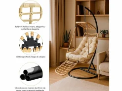 Silla Colgante Yoevu - con reposapiés para interior y exterior - YV-RELAXCHAIR Beige Sale