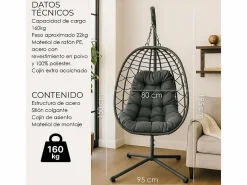 Sillón Colgante|Silla Colgante Yoevu - para interior y exterior - YV-SWINGCHAIR