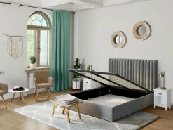 Vente-unique Silla con brazos - Terciopelo y metal con efecto madera - - ELEANA Beige Discount