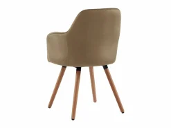 Vente-unique Silla con brazos - Terciopelo y metal con efecto madera - - ELEANA Beige Discount
