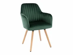 Vente-unique Silla con brazos - Terciopelo y metal efecto madera - Verde oscuro - ELEANA Verde esmeralda Discount