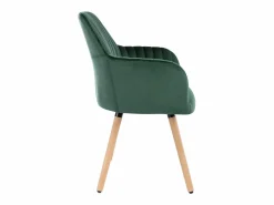 Vente-unique Silla con brazos - Terciopelo y metal efecto madera - Verde oscuro - ELEANA Verde esmeralda Discount