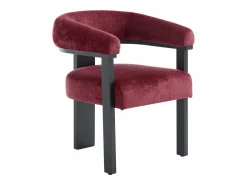 PASCAL MORABITO Sillas Y Lotes De Sillas|Silla con reposabrazos en tela bouclé y madera de hevea negra - Burdeos - LIVELIA