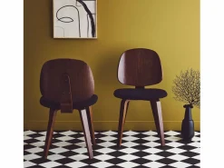 Silla curvada de madera y borreguito, set de 2^Sweeek Online