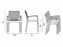 AHD Silla de comedor polipropileno para cocina y bar Grand Soleil Gruvyer Arm - Marino Azul