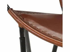 Silla de cuero auténtico marrón^Clicnbuy Best