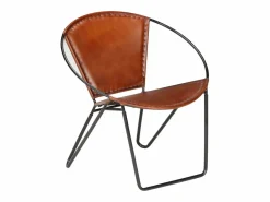 Silla de cuero auténtico marrón^Clicnbuy Best