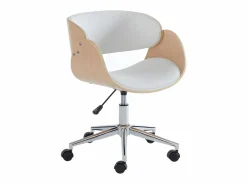 Vente-unique Silla De Escritorio|Silla de escritorio altura ajustable piel sintética y metal cromado roble y blanco JELS