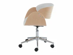 Vente-unique Silla De Escritorio|Silla de escritorio altura ajustable piel sintética y metal cromado roble y blanco JELS