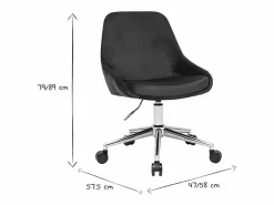 Silla de escritorio de diseño ajustable 360º de terciopelo petróleo y metal negro HOLO^Miliboo Sale