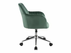 Vente-unique Silla de escritorio de terciopelo Verde Altura ajustable ELEANA Verde esmeralda Outlet