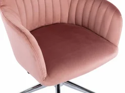 Silla de escritorio de terciopelo rosa ELEANA - Altura ajustable^Vente-unique New