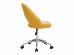 Silla de escritorio de tejido efecto aterciopelado texturizado mostaza y pata cromada COSETTE^Miliboo