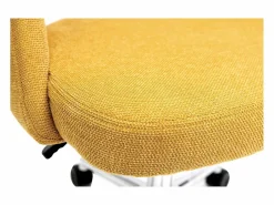 Silla de escritorio de tejido efecto aterciopelado texturizado mostaza y pata cromada COSETTE^Miliboo