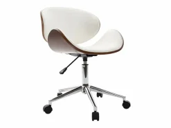 Miliboo Silla de escritorio diseño y madera WALNUT Blanco Clearance