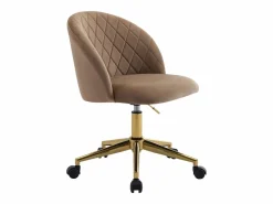 Vente-unique Silla De Escritorio|Silla de escritorio en terciopelo y dorado altura ajustable - PORIANI