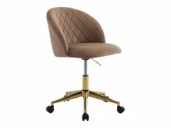 Vente-unique Silla De Escritorio|Silla de escritorio en terciopelo y dorado altura ajustable - PORIANI