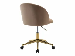 Vente-unique Silla De Escritorio|Silla de escritorio en terciopelo y dorado altura ajustable - PORIANI