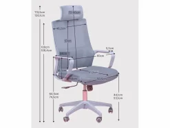 Nest Dream Silla De Escritorio|Silla de escritorio ergonómica en malla transpirable y reposacabezas ajustable - Mesh - Gris Oscuro
