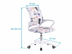Silla de escritorio juvenil Miau color tela y metal 84x61x51 cm Blanco New
