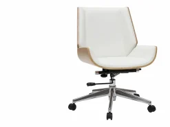 Miliboo Silla De Oficina|Silla de escritorio madera clara y blanca CURVED