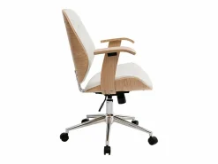 Miliboo Silla de escritorio moderna blanca y madera clara YORKE Blanco Best