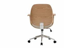 Miliboo Silla de escritorio moderna blanca y madera clara YORKE Blanco Best