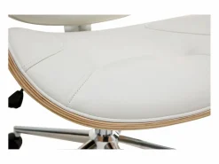 Miliboo Silla de escritorio moderna blanca y madera clara YORKE Blanco Best