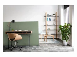Miliboo Silla de escritorio y madera clara con ruedas BENT Negro Hot