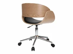 Miliboo Silla de escritorio y madera clara con ruedas BENT Negro Hot