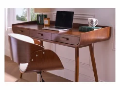 Miliboo Silla de escritorio nogal y blanco con ruedas BENT Marru00f3n Sale