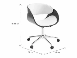 Miliboo Silla de escritorio nogal y blanco con ruedas BENT Marru00f3n Sale