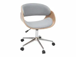 Silla de escritorio tejido claro y madera clara con ruedas BENT^Miliboo