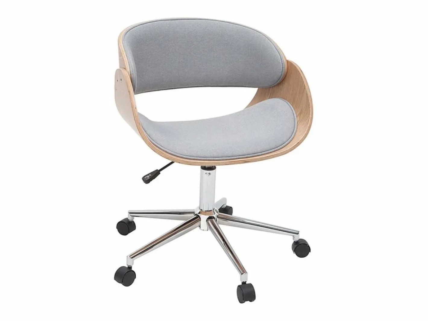 Silla de escritorio tejido claro y madera clara con ruedas BENT^Miliboo
