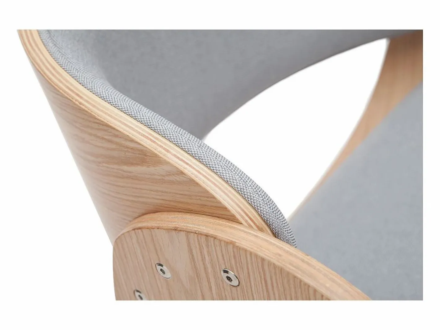 Silla de escritorio tejido claro y madera clara con ruedas BENT^Miliboo