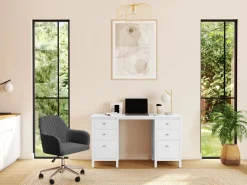 Silla de escritorio terciopelo ELEANA Altura ajustable^Vente-unique Hot