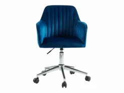 Silla de escritorio terciopelo azul ELEANA Altura ajustable^Vente-unique Discount