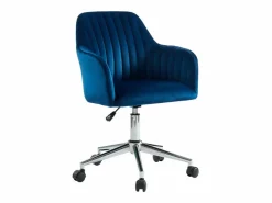Silla de escritorio terciopelo azul ELEANA Altura ajustable^Vente-unique Discount