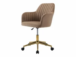 Vente-unique Silla De Escritorio|Silla de escritorio terciopelo y dorado altura ajustable - ELEANA