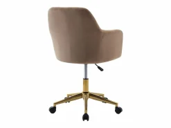 Vente-unique Silla De Escritorio|Silla de escritorio terciopelo y dorado altura ajustable - ELEANA