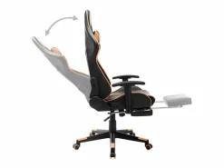 Silla de gaming con reposapiés cuero sintético negro y^vidaxl Discount