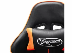 Silla de gaming con reposapiés cuero sintético negro y^vidaxl Discount