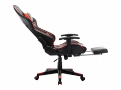 vidaxl Silla de gaming con reposapiés cuero sintético negro y Rojo Best