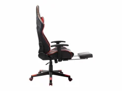 vidaxl Silla de gaming con reposapiés cuero sintético negro y Rojo Best