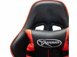 vidaxl Silla de gaming con reposapiés cuero sintético negro y Rojo Best