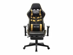Silla de gaming con reposapiés cuero sintético negro y^vidaxl
