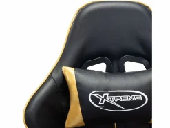 Silla de gaming con reposapiés cuero sintético negro y^vidaxl